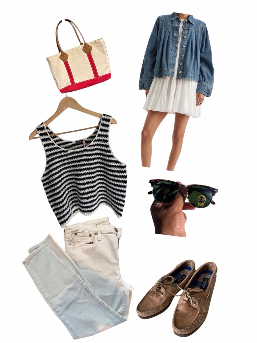 Updated Summer Classic | Cropped Navy & White Striped Crochet Tank